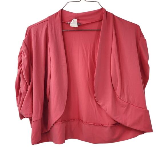Belle Amie Pink Short Sleeve Shrug Plus Size 1X NWT Open Front Bolero Cardigan - Picture 1 of 3